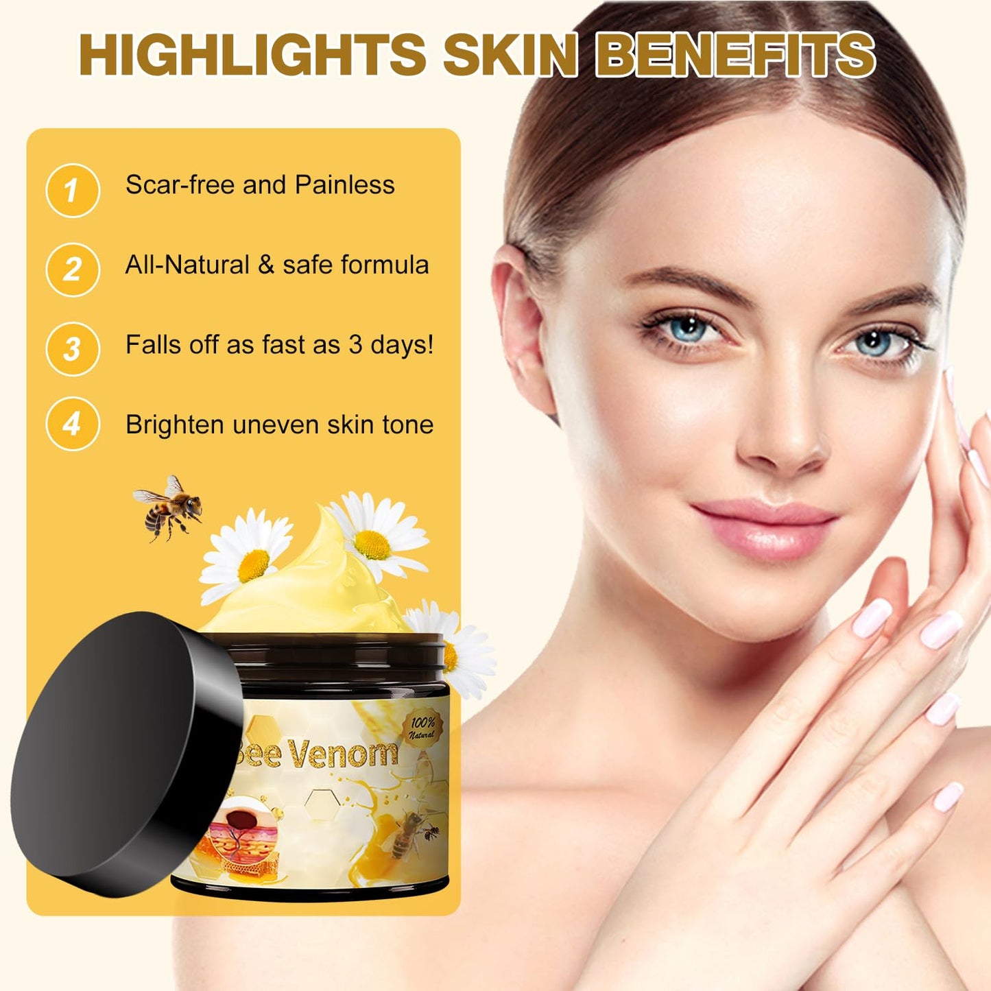 2 PCS Bee Venom Cream, Professional Bee Venom Repair Cream, Natural Skin Moisturizer, New Bee Venom Skin Cream for All Skin Types