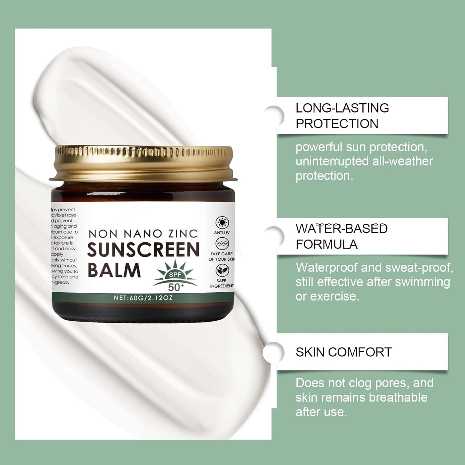 Beef Tallow Sunscreen - Beef Tallow and Zinc Sun Balm, Grass Fed Beef Tallow with SPF 50, Non-Nano Zinc Oxide Sunscreen, Natural Sunscreen Tallow Moisturizer for All Type Skin (2PC)