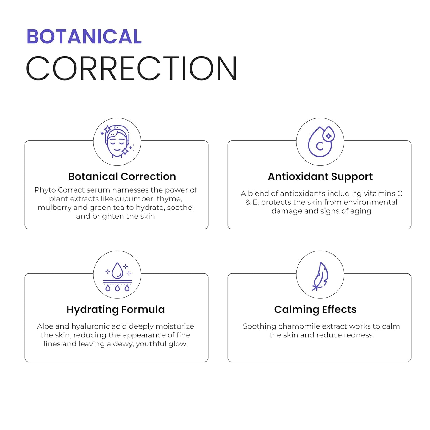 Phyto Correct Face Serum Lightweight Phyto Calm Serum Facial Skin for Sensitive and Rosacea Care Serum with Hyaluronic Acid Serum Bisabol Ageing Skin Care