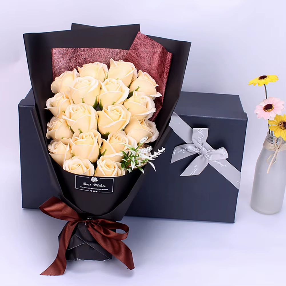 18Pcs/Box Soap Flower Bouquet Beautiful Flora Scented Bath Soap Flower in Gift Box for Anniversary Valentine'S Day Mother Day