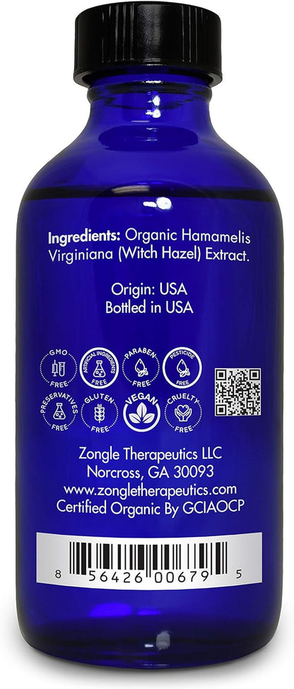 Witch Hazel, Organic – 100% Pure, Witch Hazel, for Face, Acne, Butt, Skin, Scalp, Hair, Body by , 4 OZ