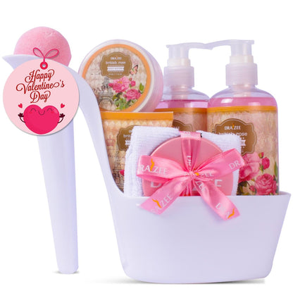 Bath and Body Gift Set - 8 Pcs Luxury Rose Scented Heel Shoe Spa Gift Set for Women - Shower Gel, Bubble Bath, Body Butter, Body Lotion & More - Christmas Gifts for Women, Gift for Mom -